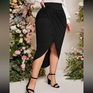 Studded Asymmetrical Skirt - Brown
